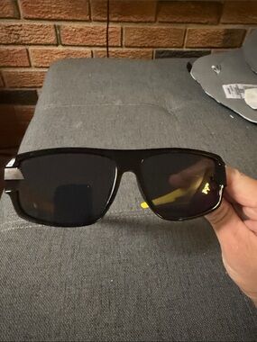 Prada Black Shield Sunglasses with Yellow Arms